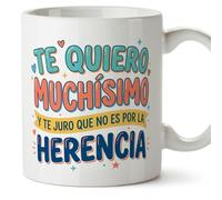 Mugffins Mug drôle pour papa avec la phrase Papá Te quiero muchísimo y te juro que no es por la herencia en Espagnol | Idée cadeau fête des pères | 330 Ml | papi mami v4