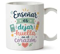 Mugffins mug enseignant avec texte Enseñar es dejar huella en el corazón en Espagnol | cadeau professeur école | idée remerciement | Infantil v4