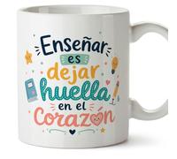 Mugffins mug enseignant avec texte Enseñar es dejar huella en el corazón en Espagnol | cadeau professeur école | idée remerciement | Infantil v5