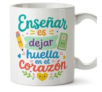 Mugffins mug enseignant avec texte Enseñar es dejar huella en el corazón en Espagnol | cadeau professeur école | idée remerciement | Infantil v1