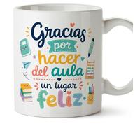 Mugffins mug enseignant avec texte Gracias por hacer del aula un lugar feliz en Espagnol | cadeau professeur école | idée remerciement | Infantil v6