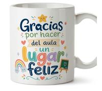 Mugffins mug enseignant avec texte Gracias por hacer del aula un lugar feliz en Espagnol | cadeau professeur école | idée remerciement | Infantil v4