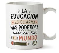 Mugffins mug enseignant avec texte La educación es el arma más poderosa para cambiar el mundo en Espagnol | cadeau professeur école | idée remerciement | Enseñanza v3