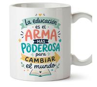 Mugffins mug enseignant avec texte La educación es el arma más poderosa para cambiar el mundo en Espagnol | cadeau professeur école | idée remerciement | Infantil v1