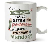 Mugffins mug enseignant avec texte La educación es el arma más poderosa para cambiar el mundo en Espagnol | cadeau professeur école | idée remerciement | Enseñanza v4