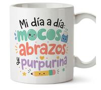 Mugffins mug enseignant avec texte Mi día a día: mocos abrazos y purpurina en Espagnol | cadeau professeur école | idée remerciement | Infantil v1