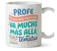 Mugffins mug enseignant avec texte Profe lo que nos enseñaste va mucho más allá del temario en Espagnol | cadeau professeur école | idée remerciement | Profesorado v3