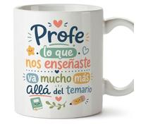 Mugffins mug enseignant avec texte Profe lo que nos enseñaste va mucho más allá del temario en Espagnol | cadeau professeur école | idée remerciement | Infantil v7