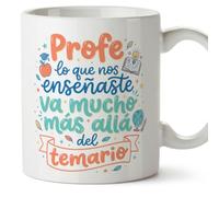 Mugffins mug enseignant avec texte Profe lo que nos enseñaste va mucho más allá del temario en Espagnol | cadeau professeur école | idée remerciement | Profesorado v1