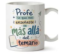Mugffins mug enseignant avec texte Profe lo que nos enseñaste va mucho más allá del temario en Espagnol | cadeau professeur école | idée remerciement | Infantil v6