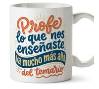Mugffins mug enseignant avec texte Profe lo que nos enseñaste va mucho más allá del temario en Espagnol | cadeau professeur école | idée remerciement | Profesorado v4