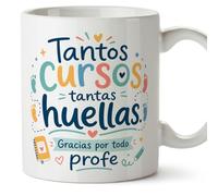 Mugffins mug enseignant avec texte Tantos cursos tantas huellas. Gracias por todo profe en Espagnol | cadeau professeur école | idée remerciement | Infantil v3