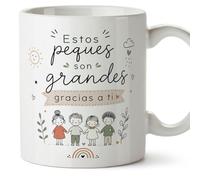 Mugffins mug enseignant maternelle avec texte Estos peques son grandes gracias a ti en Espagnol | céramique 330 Ml/11 oz | cadeau école, professeur nseñanza v7