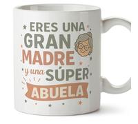 Mugffins mug grand-mère avec texte Eres una gran madre y una súper abuela en Espagnol | cadeau mamie original anniversaire Noël | 330 Ml 11 oz | Abuelitos-2 v1.1MA