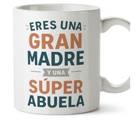 Mugffins mug grand-mère avec texte Eres una gran madre y una súper abuela en Espagnol | cadeau mamie original anniversaire Noël | 330 Ml 11 oz | Abuelitos-2 v3