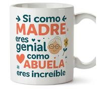 Mugffins mug grand-mère avec texte Si como madre eres genial como abuela eres increíble en Espagnol | cadeau mamie original anniversaire Noël | 330 Ml 11 oz | Abuelitos-2 v1.2MA