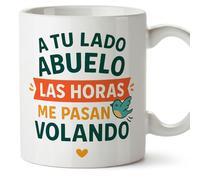 Mugffins mug grand-père avec texte A tu lado abuelo las horas me pasan volando en Espagnol | cadeau pour papy | 330 Ml / 11 oz | Abuelitos-2 v2