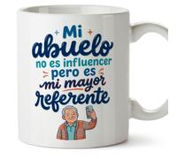 Mugffins mug grand-père avec texte Mi abuelo no es influencer pero es mi mayor referente en Espagnol | cadeau pour papy | 330 Ml / 11 oz | Abuelitos-3 v6