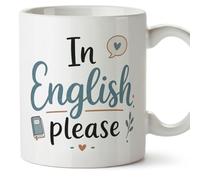 Mugffins Mug In English please en Anglais | cadeau enseignant Anglais | céramique 330 Ml/11 oz | micro-ondes et lave-vaisselle | Enseñanza v3