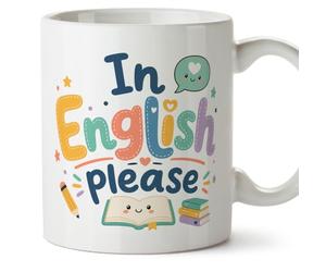 Mugffins Mug In English please en Anglais | cadeau enseignant Anglais | céramique 330 Ml/11 oz | micro-ondes et lave-vaisselle | Infantil v3