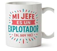 Mugffins mug indépendant pour homme avec phrase Mi jefe es un explotador (sí, soy yo) en Espagnol | cadeau auto-entrepreneur drôle freelance | 330 Ml 11 oz | Autónomos v2