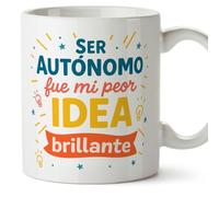 Mugffins mug indépendant pour homme avec phrase Ser autónomo fue mi peor idea brillante en Espagnol | cadeau auto-entrepreneur drôle freelance | 330 Ml 11 oz | Autónomos v2