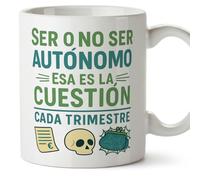 Mugffins mug indépendant pour homme avec phrase Ser o no ser autónomo Esa es la cuestión cada trimestre en Espagnol | cadeau auto-entrepreneur drôle freelance | 330 Ml 11 oz | Autónomos v2