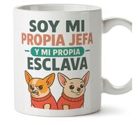 Mugffins mug indépendante pour femme avec phrase Soy mi propia jefa y mi propio esclava en Espagnol | cadeau auto-entrepreneuse drôle freelance | 330 Ml 11 oz | Autónomos v2