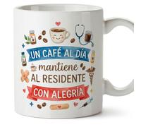 Mugffins mug infirmier avec texte Un café al día mantiene al residente con alegría en Espagnol 330 Ml/11 oz | Cadeau pour médecins, soignants, hôpital | sanitarios v4