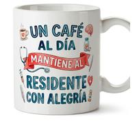Mugffins mug infirmier avec texte Un café al día mantiene al residente con alegría en Espagnol 330 Ml/11 oz | Cadeau pour médecins, soignants, hôpital | sanitarios v2