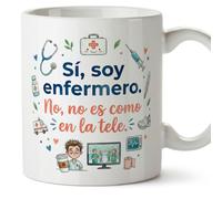 Mugffins mug infirmier drôle avec texte Sí, soy enfermero. No, no es como en la tele. en Espagnol | cadeau amusant infirmier, hôpital, humour | enfermeria v1
