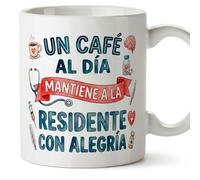 Mugffins mug infirmière avec texte Un café al día mantiene a la residente con alegría en Espagnol 330 ml/11 oz | Cadeau pour médecin, hôpital, soignante | sanitarios v2
