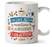 Mugffins mug infirmière avec texte Un café al día mantiene a la residente con alegría en Espagnol 330 ml/11 oz | Cadeau pour médecin, hôpital, soignante | sanitarios v4