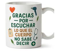 Mugffins mug infirmière merci avec texte Gracias por escuchar lo que el cuerpo no sabe decir en Espagnol | 330 ml 11 oz | micro-ondes et lave-vaisselle | sanitarios v5