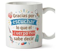 Mugffins mug infirmière merci avec texte Gracias por escuchar lo que el cuerpo no sabe decir en Espagnol | 330 ml 11 oz | micro-ondes et lave-vaisselle | sanitarios v4