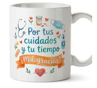 Mugffins mug infirmière merci avec texte Por tus cuidados y tu tiempo ¡Mil gracias! en Espagnol | 330 ml 11 oz | micro-ondes et lave-vaisselle | sanitarios v3