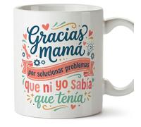 Mugffins mug maman avec texte Gracias mamá por solucionar problemas que ni yo sabía que tenía en Espagnol | 330 ml 11 oz | Cadeau original fête des mères | progenitores v1