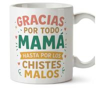 Mugffins mug maman avec texte Gracias por todo mamá hasta por los chistes malos en Espagnol | 330 ml 11 oz | Cadeau original fête des mères | pa y ma v2
