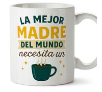 Mugffins mug maman avec texte La mejor madre del mundo necesita un café en Espagnol | 330 ml 11 oz | Cadeau original fête des mères | Papá y mamá v1.3MA