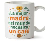 Mugffins mug maman avec texte La mejor madre del mundo necesita un café en Espagnol | 330 ml 11 oz | Cadeau original fête des mères | pa y ma v2
