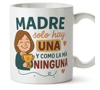 Mugffins mug maman avec texte Madre solo hay una y como la mía ninguna en Espagnol | 330 ml 11 oz | Cadeau original fête des mères | Papá y mamá v1.2MA