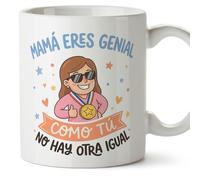 Mugffins mug maman avec texte Mamá eres genial como tú no hay otra igual en Espagnol | 330 ml 11 oz | Cadeau original fête des mères | papi mami v1