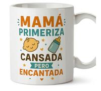 Mugffins mug maman avec texte Mamá primeriza cansada pero encantada en Espagnol | 330 ml 11 oz | Cadeau original fête des mères | pa y ma v3