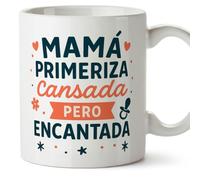 Mugffins mug maman avec texte Mamá primeriza cansada pero encantada en Espagnol | 330 ml 11 oz | Cadeau original fête des mères | Papá y mamá v1.3MA