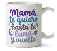 Mugffins mug maman avec texte Mamá te quiero hasta la luna y vuelta en Espagnol | 330 ml 11 oz | Cadeau original fête des mères | papi mami v8