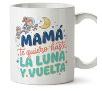 Mugffins mug maman avec texte Mamá te quiero hasta la luna y vuelta en Espagnol | 330 ml 11 oz | Cadeau original fête des mères | papi mami v5