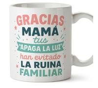 Mugffins mug maman drôle avec texte Gracias mamá tus apaga la luz han evitado la ruina familiar en Espagnol 330 ml/11 oz | cadeau fête des mères | idée originale maman | pa y ma v2