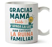 Mugffins mug maman drôle avec texte Gracias mamá tus apaga la luz han evitado la ruina familiar en Espagnol 330 ml/11 oz | cadeau fête des mères | idée originale maman | pa y ma v3