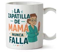 Mugffins mug maman drôle avec texte La zapatilla de mamá nunca falla en Espagnol 330 ml/11 oz | cadeau fête des mères | idée originale maman | pa y ma v3