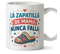 Mugffins mug maman drôle avec texte La zapatilla de mamá nunca falla en Espagnol 330 ml/11 oz | cadeau fête des mères | idée originale maman | progenitores v4